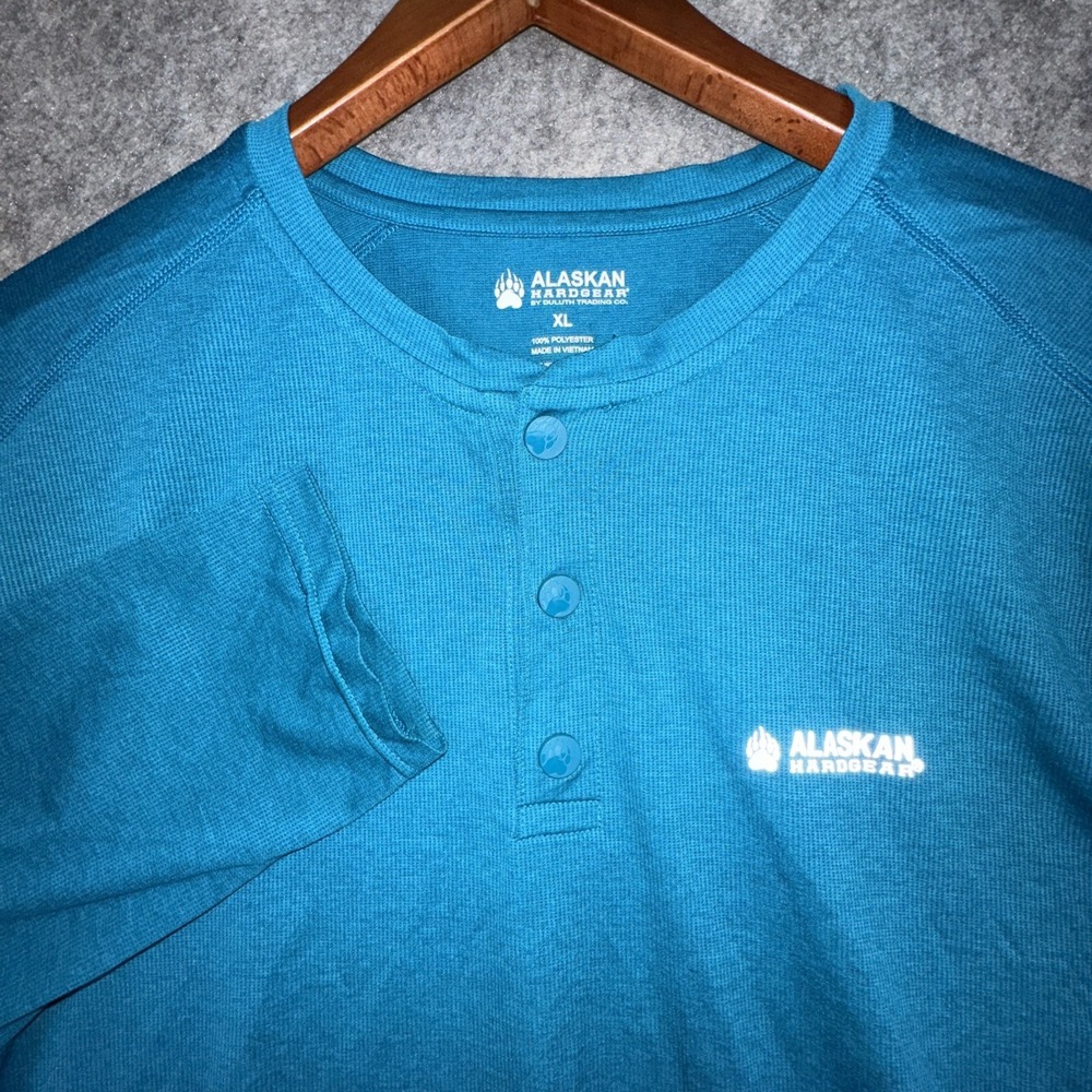 Alaskan Hardgear Duluth Trading Shirt Mens XL Blue Snap Lightweight Henley EUC